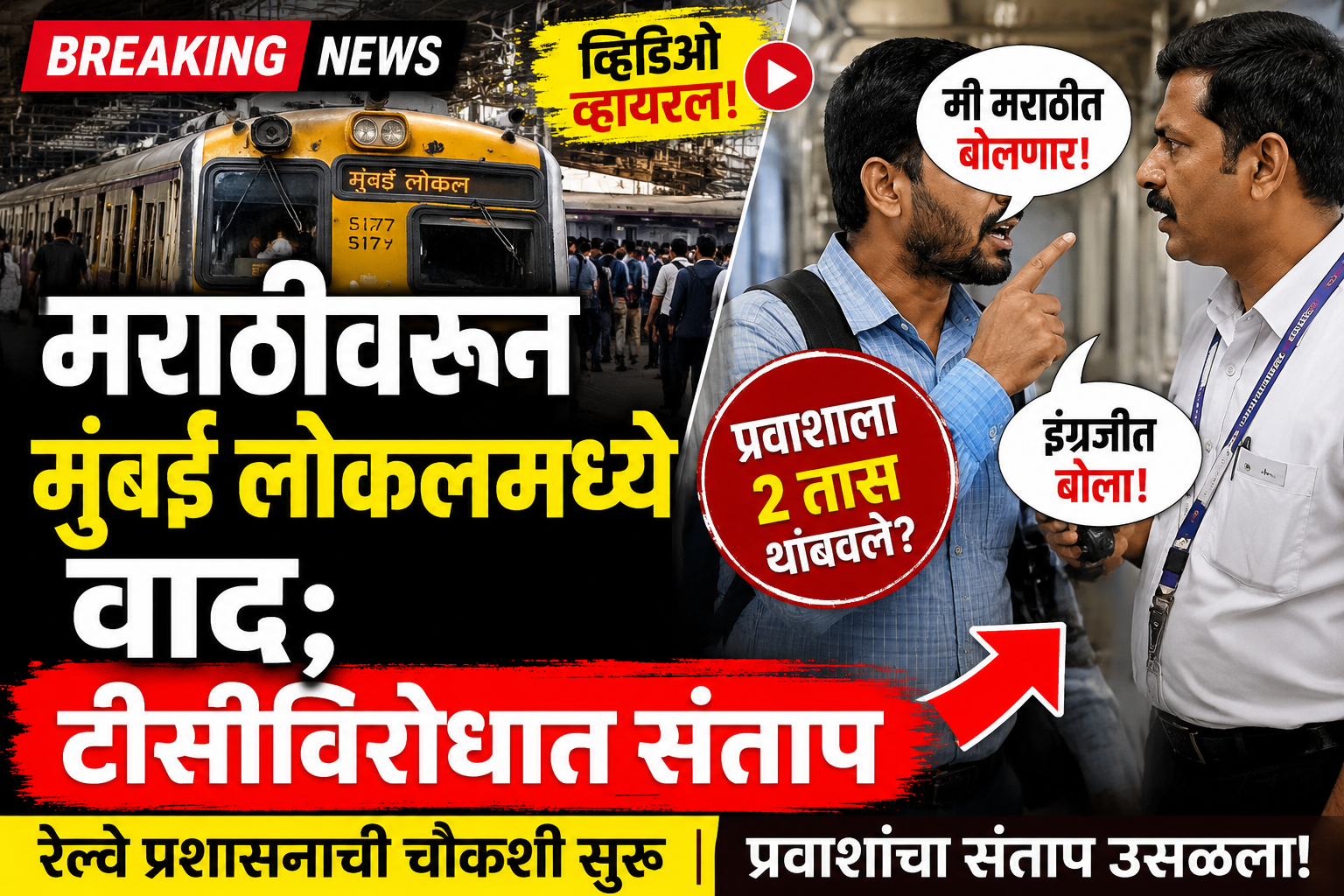 मुंबई लोकलमध्ये मराठीवरून वाद; टीसीच्या वागणुकीचा व्हिडिओ व्हायरल, चौकशीचे आदेश