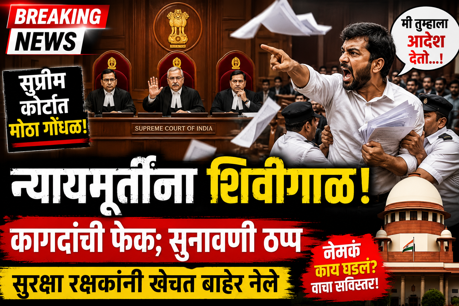 Supreme Court Breaking News: न्यायमूर्तींना शिवीगाळ, कागदांची फेक; सुप्रीम कोर्टात अभूतपूर्व गोंधळ
